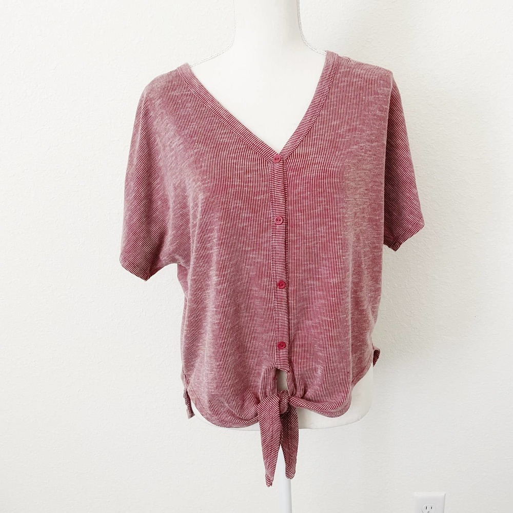 Anthropologie Lavender Field Tie Front Button Down Top Size M